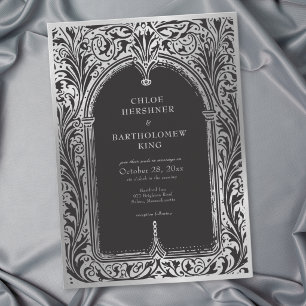 Invitación Boda medieval gótica de plata negra