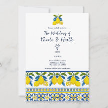Boda Mediterránea Acuarela Limón Amarillo Azul