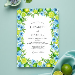 Invitación Boda Mediterránea Acuarela Verde Lima