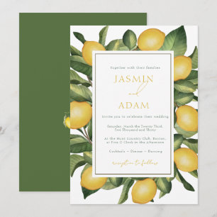 Invitación Boda Mediterránea Botánica de Limón Italiano