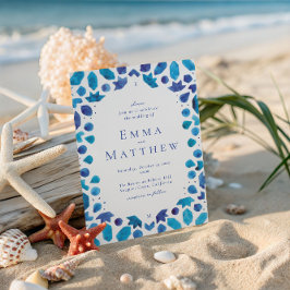Invitación Boda Mediterránea con Azulejos Azules
