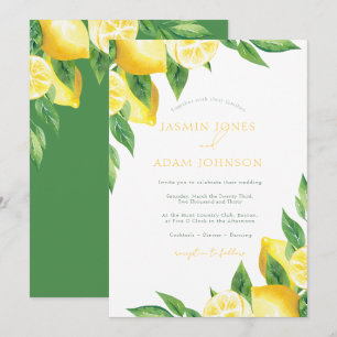 Invitación Boda Mediterránea con Verdor de Limón Italiano