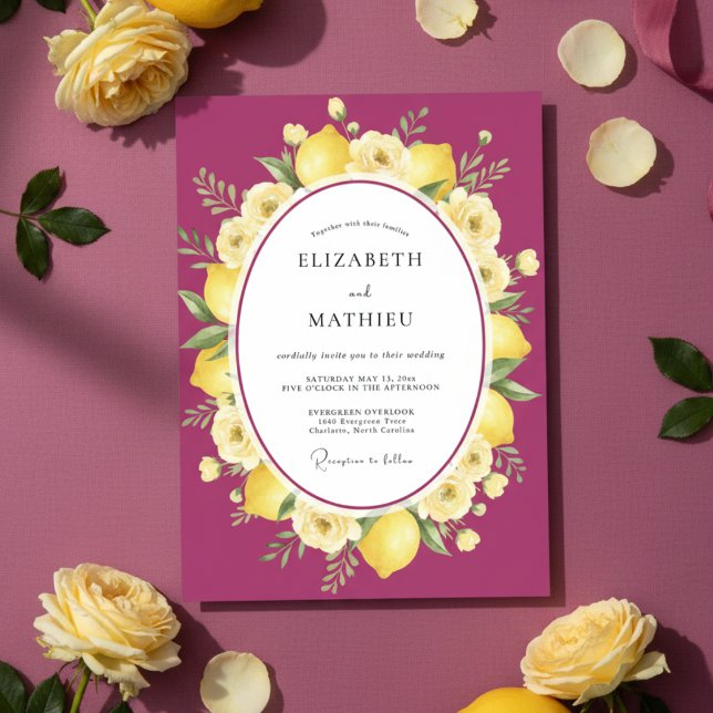 Invitación Boda Mediterránea Exuberante Magenta (Subido por el creador)