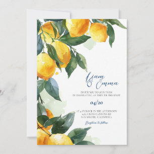 Invitación Boda Mediterránea Griega con Limón