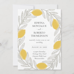 Invitación Boda Mediterránea Minimalista Corona de Limón HHS