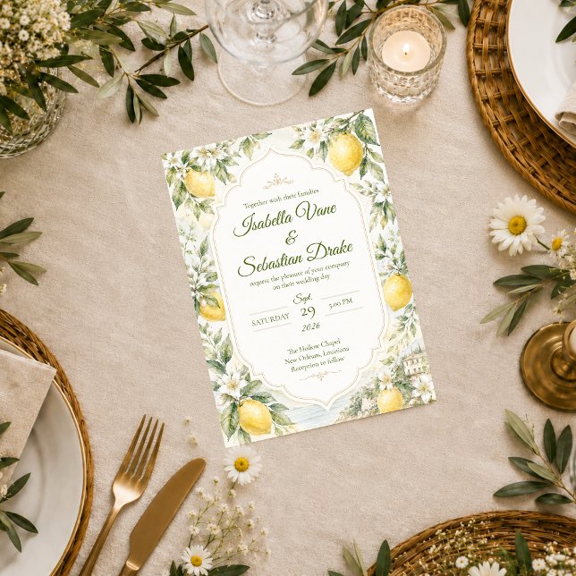 Invitación Boda Mediterránea Romántica (Subido por el creador)