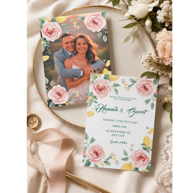 Invitación Boda Mediterránea Rosa Rubor & Limón (Subido por el creador)