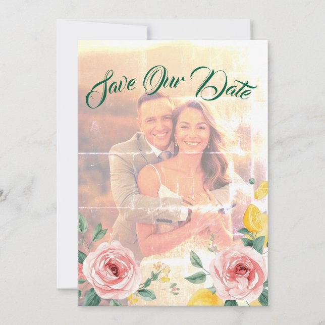 Invitación Boda Mediterránea Rosa Rubor & Limón (Anverso)