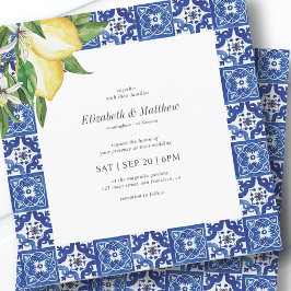 Invitación Boda mediterráneo azul de limón moderno