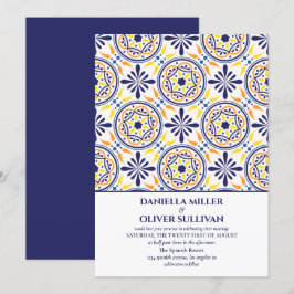 Invitación Boda Mediterráneo de tela amarilla de la marina es