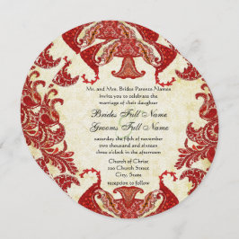 Invitación Boda Mehndi indio rojo y dorado