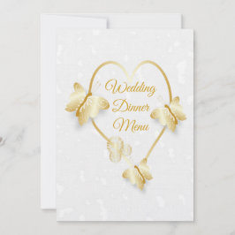 Invitación Boda Menú de cena Mariposa del Corazón de Oro