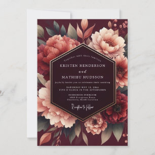 Invitación Boda Merlot Poetic Bloom