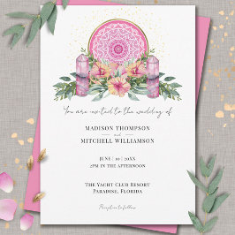 Invitación Boda metafísico de cristales de Mandala floral ros