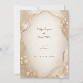 Invitación Boda metálica de Champagne Botánico Onda