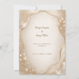 Invitación Boda metálica de Champagne Botánico Onda