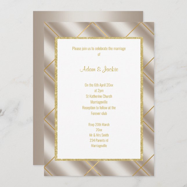 INVITACIÓN BODA METÁLICO DE BRONZE FUERTE (Anverso / Reverso)