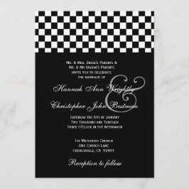 Invitación Boda Metálico de cheques negros y blancos 32