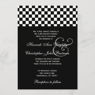 Invitación Boda Metálico de cheques negros y blancos 32