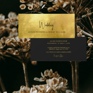 Invitación Boda Metálico Único de Oro y Negro