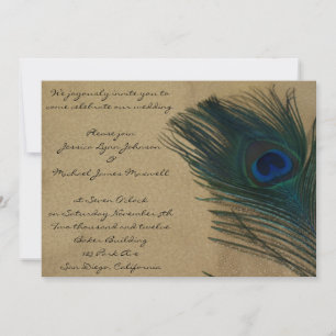 Invitación Boda Metallic Gold Peacock