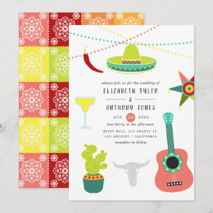 Invitación Boda Mexicana Colorida con Acuarela