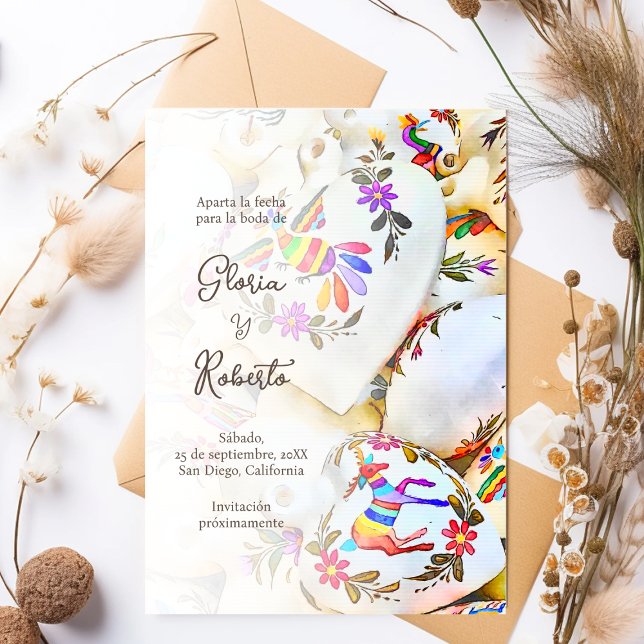 Invitación Boda mexicana de Corazones florales y españolas (Subido por el creador)