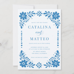 Invitación Boda Mexicana de Papel Picado Dibujado a Mano Boho