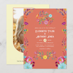 Invitación Boda Mexicana Fiesta de Terracota y Crema Floral