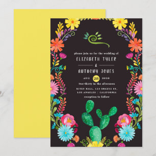 Invitación Boda Mexicana Fiesta Floral Acuarela Colorida