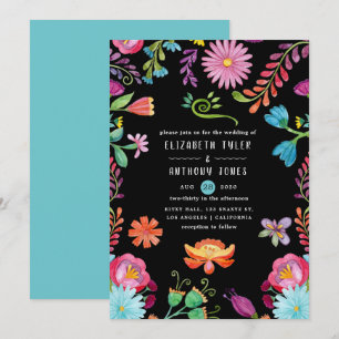 Invitación Boda Mexicana Fiesta Floral Acuarela Colorida