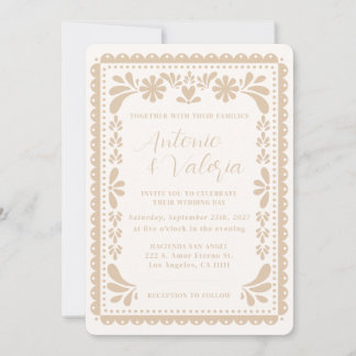Invitación Boda Mexicana Hacienda con Papel Picado