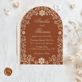 Invitación Boda Mexicana Vintage Terracota Talavera
