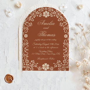 Invitación Boda Mexicana Vintage Terracota Talavera
