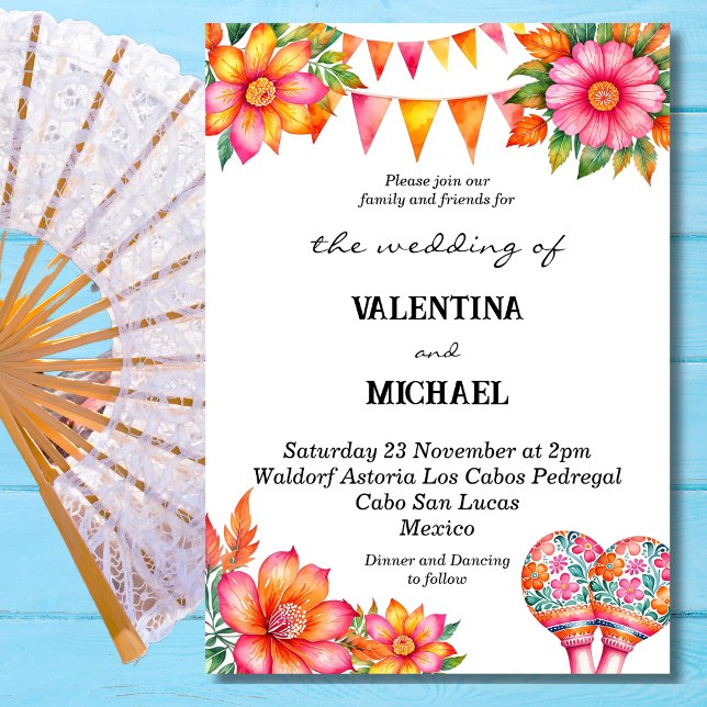 Invitación Boda mexicano de Fiesta floral colorida (Subido por el creador)