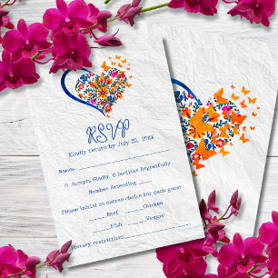 Invitación Boda mexicano de Floral Heart & Butterflies
