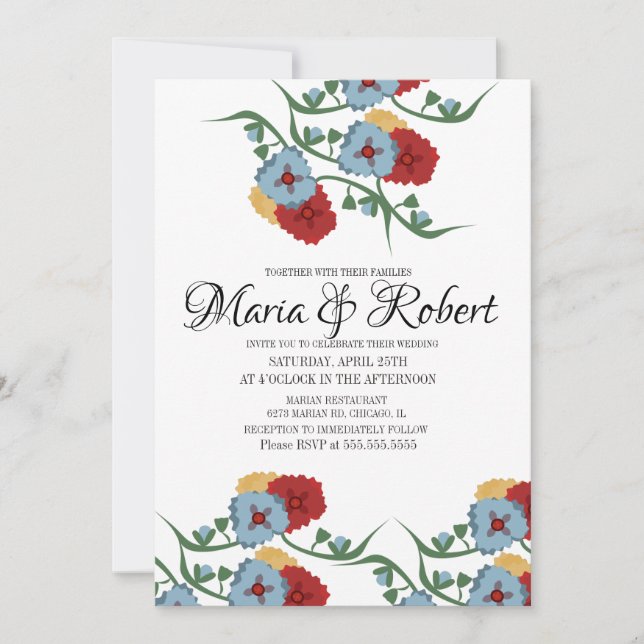 Invitación Boda mexicano de la vegetación de la vid floral (Anverso)