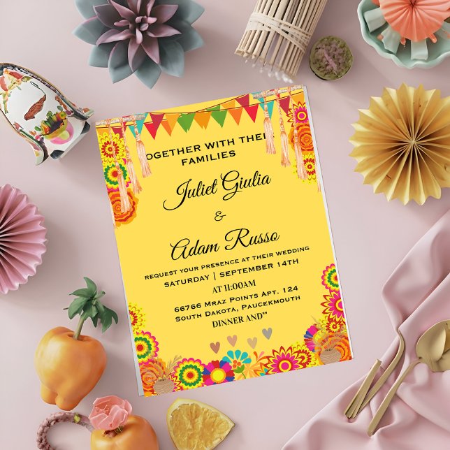 Invitación boda mexicano elegante y rústico boho (Subido por el creador)