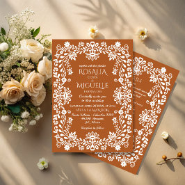 Invitación Boda mexicano Talavera terracotta