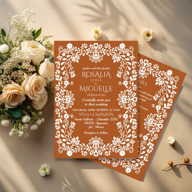Invitación Boda mexicano Talavera terracotta (Talavera terracotta vintage Mexican wedding Invitation cards with RSVP template instant download)
