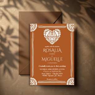 Invitación Boda mexicano Talavera terracotta