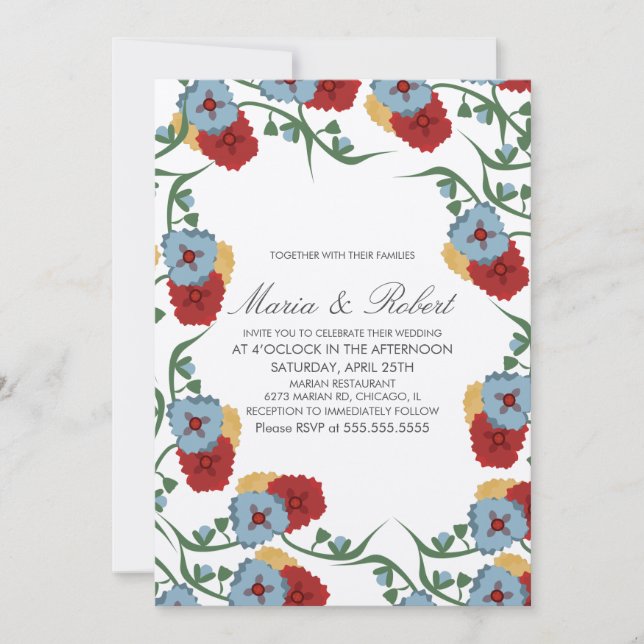 Invitación Boda Mexicano Vine Floral Bunch (Anverso)