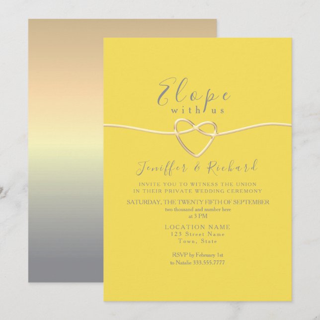 Invitación Boda Micro Amarilla y Gris (Anverso / Reverso)
