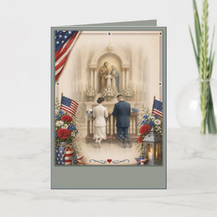 Invitación Boda militar católica personalizada estadounidense
