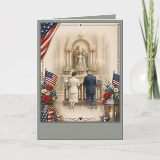 Invitación Boda militar católica personalizada estadounidense