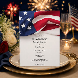 Invitación Boda Militar Patriótica Bandera Americana