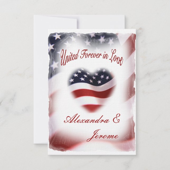 Invitación Boda militar PATRIÓTICA de la bandera americana (Anverso)