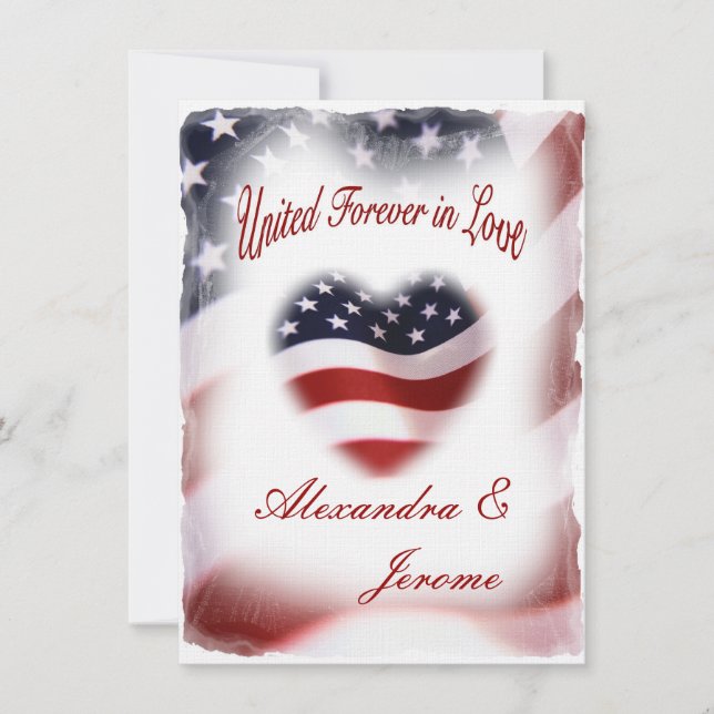 Invitación Boda militar PATRIÓTICA de la bandera americana (Anverso)
