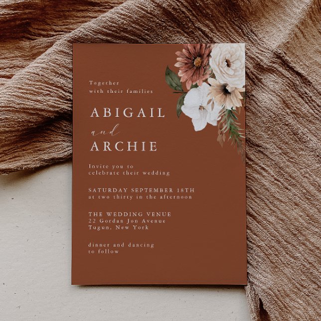Invitación Boda Mínima Boho Terracota  (Subido por el creador)
