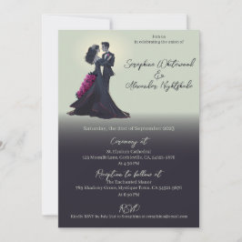 Invitación Boda Mínima de Amantes Góticos Románticos
